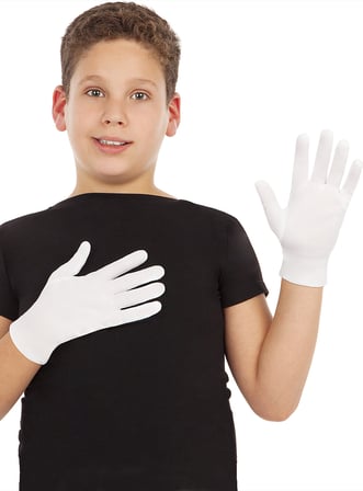 Beyaz Renk Çocuk Boy Likralı Pandomim Eldiveni (5477)