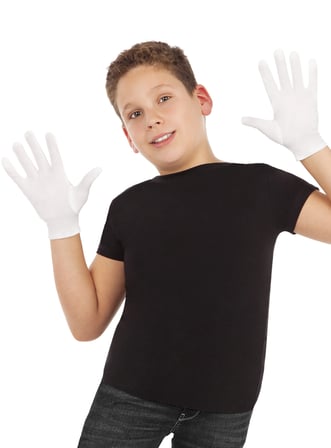 Beyaz Renk Çocuk Boy Likralı Pandomim Eldiveni (5477)