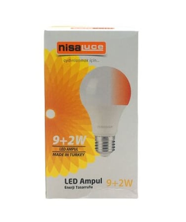 NİSALUCE EAMP-074/BK 9+2W E27 BEYAZ-KIRMIZI LED AMPUL (5477)