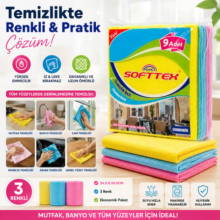 ACORD KOD-384 9 PARÇA  TEMİZLİK BEZİ 35X37CM (5477)