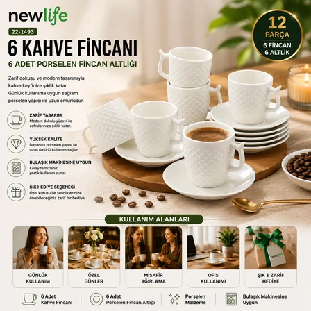 12 PARÇA  PORSELEN KAHVE FİNCANI (5477)