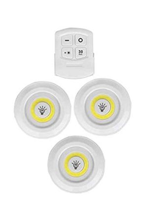 3lü Uzaktan Kumandalı Yapışkanlı Kablosuz Led Spot Lambalar (5477)