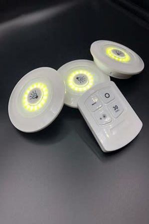 3lü Uzaktan Kumandalı Yapışkanlı Kablosuz Led Spot Lambalar (5477)