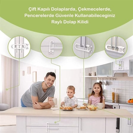 Bebek Çocuk Çekmece ve Dolap Koruma Raylı Güvenlik Sistemi Emniyet Kilidi (5477)