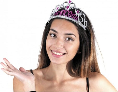 Gümüş Renk Prenses Yazılı Parti Tacı 60 cm (5477)