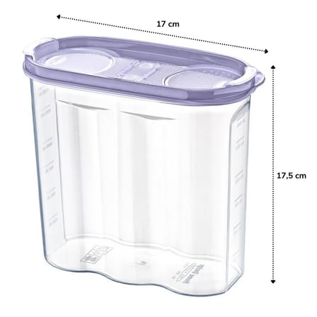 2 Kapaklı Ölçekli Erzak Kuru Gıda Saklama Kutusu Kabı - 1,7 Litre - SA935 (5477)