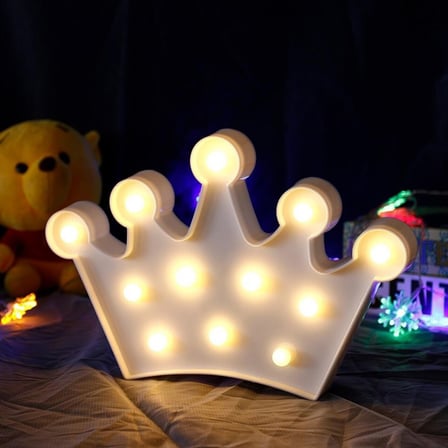 3D Dekoratif Pilli Kraliçe Tacı Model Led Masa ve Gece Lambası (5477)