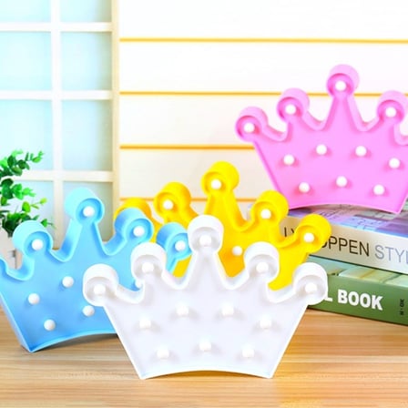3D Dekoratif Pilli Kraliçe Tacı Model Led Masa ve Gece Lambası (5477)
