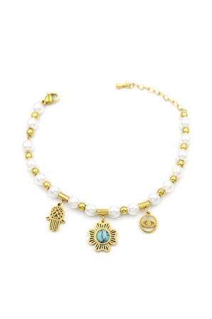 İncili Charm Bileklik - Altın