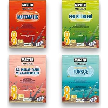 Okyanus 8. Sınıf Master Matematik+Fen+Türkçe+İnklap Soru Bankası Seti