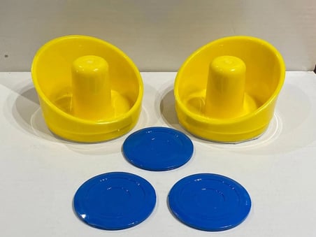 Arcade 2 Adet Sarı Renk Air Hockey Masası Tokaç 3 Adet Mavi Renk Havalı Hokey Masası Disk Topu