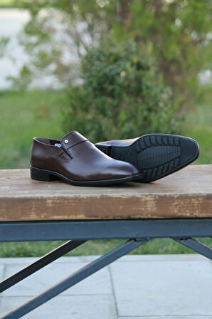 Erkek Kışlık Kundura Hakiki Deri  Kauççuk Taban Bağcıksız