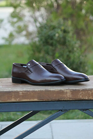 Erkek Kışlık Kundura Hakiki Deri  Kauççuk Taban Bağcıksız