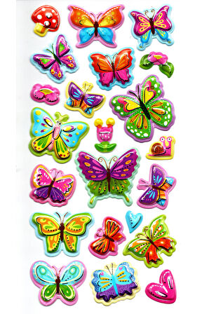 Sticker Kabartmalı Stiker Defter, Planlayıcı Etiket (limlra-007) - 17X9 cm - Kelebekler