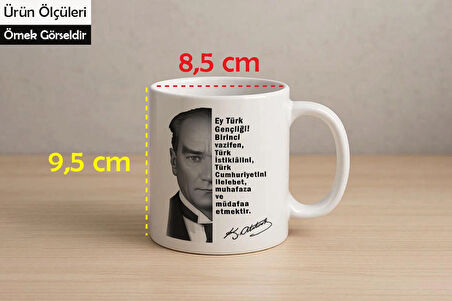 Atatürk ve Gençliğe Hitabesi Baskılı Kupa Bardak