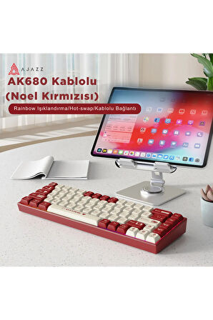 Ak680 Kırmızı Switch Hot-swap Kablolu Mekanik Oyuncu Gaming Klavye