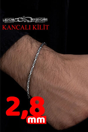 Erkek Gümüş Bileklik - Kancalı Kral 925 Ayar Sertifikalı Faturalı Erkek Gümüş Bileklik