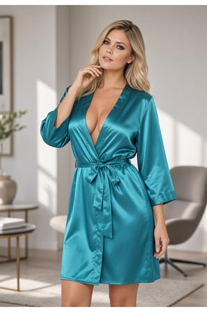 Premium Stil Sahibi Rahat Kesim Ev Giyimi İpek Saten Sabahlık