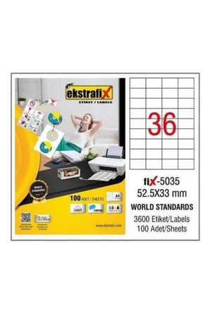 Ekstrafix Laser Etiket 100 YP 52,5X33 Laser-Copy-Inkjet FİX-5035