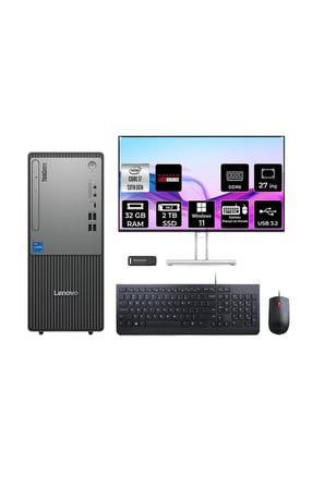 ThinkCentre Neo 50T G5 i7 13700 32GB 2TB SSD RX550/4GB W11H Masaüstü Bilgisayar + 27"