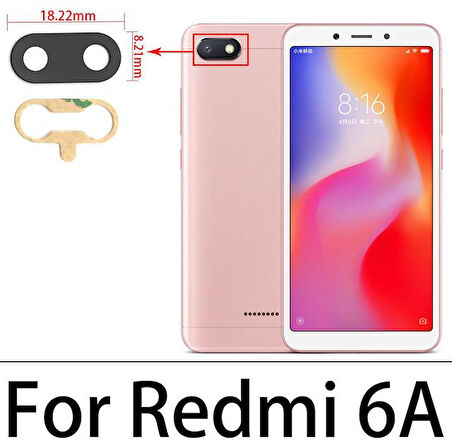 Tkgz Xiaomi Redmi 6A Arka Kamera Camı Lens Yapışkanlı
