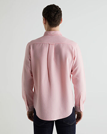 GANT Erkek Pembe Regular Fit Klasik Yaka Çizgili Gömlek