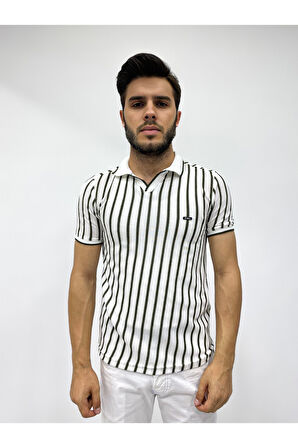 Çizgili Polo Yaka T-Shirt