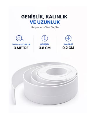3'lü Su Sızdırmaz Bant Set Lavabo Küvet Kenar Bandı 3.2 m Su Geçirmez İzolasyon Bandı