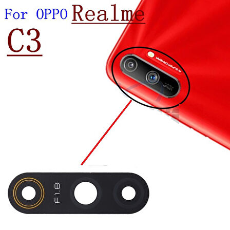 Tkgz Oppo Realme C3 Arka Kamera Camı Lens Yapışkanlı