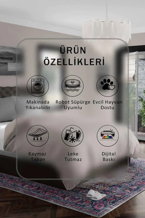 Yıkanabilir Kaymaz Taban Dijital Baskılı Halı ve Yolluk – Leke Tutmaz Salon & Mutfak Halısı