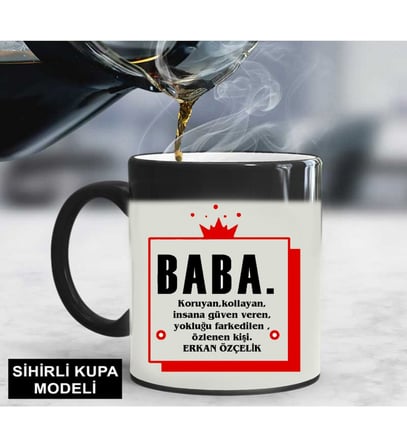 Babalar Günü Hediyesi İsimli Baba Bardağı Sihirli (STD)