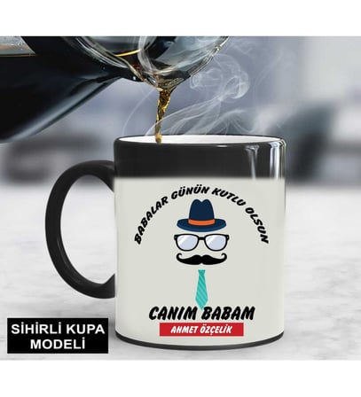 Babalar Günü Hediyesi Canım Babam Yazılı Sihirli Kupa Bardak (STD)