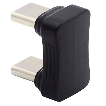 Type-C to Type-C 180° Dirsek Adaptör | 65W Hızlı Şarj & 480Mbps Veri Aktarımı | Erkek - Erkek Uçlu