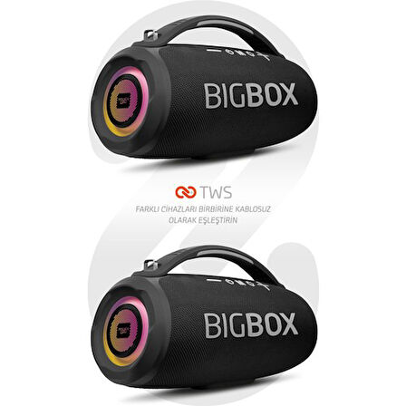 PMR BigBox – Güçlü Bass, LED Işık ve TWS Destekli Bluetooth Hoparlör