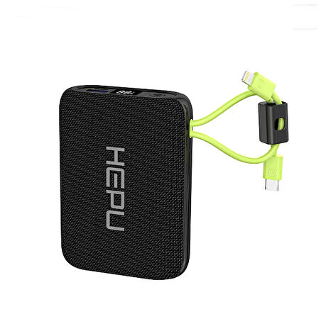 Hepu HP-235 20,000mAh 22.5W Siyah Sihirli Kablo Powerbank  Hızlı Şarj ve Taşınabilirlik