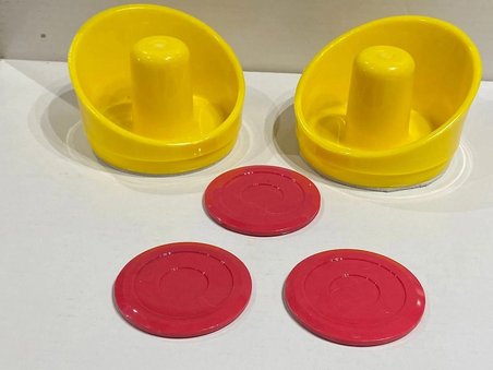 Arcade 2 Adet Sarı Renk Air Hockey Masası Tokaç 3 Adet Kırmızı Renk Havalı Hokey Masası Disk Topu