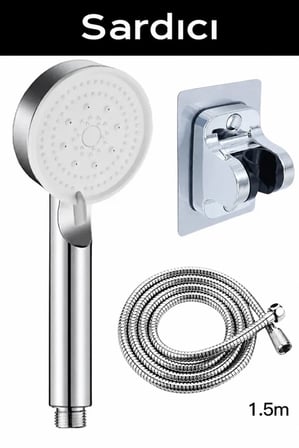 Sardıcı 5 Fonksiyonlu Krom Duş Seti 150 cm Hortum ve Yapışkanlı Askı