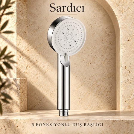 Sardıcı 5 Fonksiyonlu Krom El Duş Başlığı