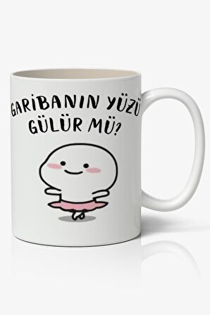 Garibanın Yüzü Gülür Mü? Yazılı Baskılı Kupa Bardak Baskılı Kahve Kupa Bardak