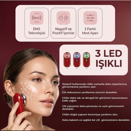 Robx A07 Yeni Nesil RF EMS Cilt Sıkılaştırıcı Ve Kırışıklık Yüz ve Vücut Aleti kırmızı 