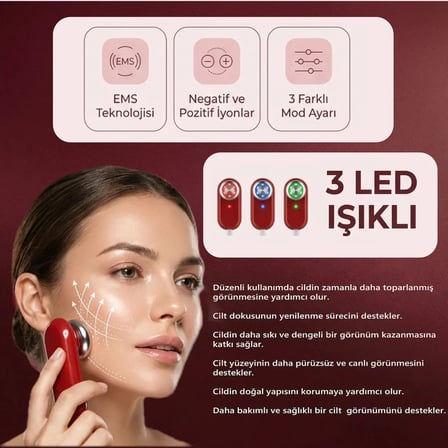 Robx A07 Yeni Nesil RF EMS Cilt Sıkılaştırıcı Ve Kırışıklık Yüz ve Vücut Aleti kırmızı 
