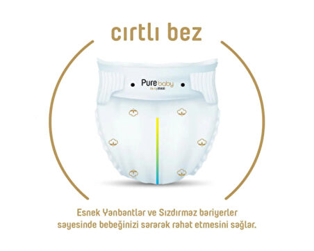 Pure Baby Organic 2 Numara Mini 68'li Cırtlı Bez