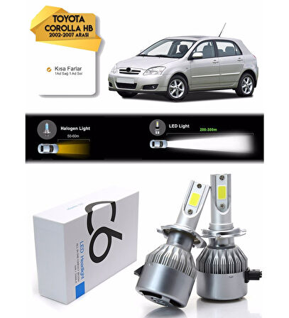 Toyota Corolla HB Kısa Far Led Xenon Şimşek Etkili 2002-2007 Arası