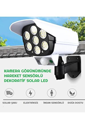 Kamera Görünümlü Hareket Sensörlü Uzaktan Kumandalı Solar Bahçe Lambası Kmr-ld-slr