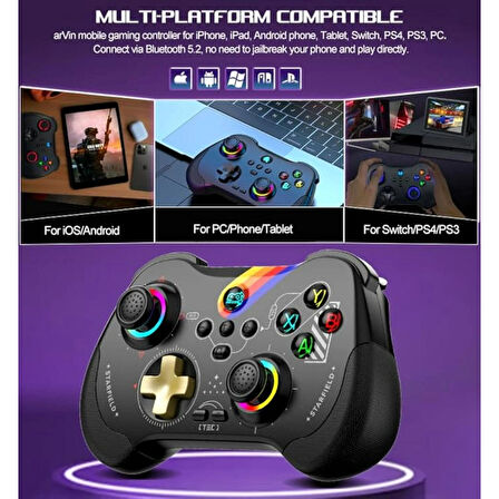 Ozmik Z01-S Desenli kablosuz Gamepad Joystick Nintendo Switch/PS3/PS4/Android/iOS/PC Oyun Kumandası 