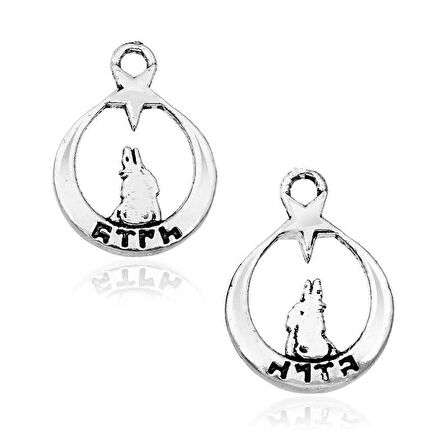 925 Ayar Gümüş Ayyıldız Bozkurt Tesbih Püskül Ucu T5190 (944944)