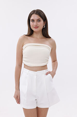 FundaChoosesXGenius Kadın Pileli Şort İç Göstermez Lamineli Kadın Şort PİLELİ-ŞORT