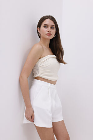 FundaChoosesXGenius Kadın Pileli Şort İç Göstermez Lamineli Kadın Şort PİLELİ-ŞORT