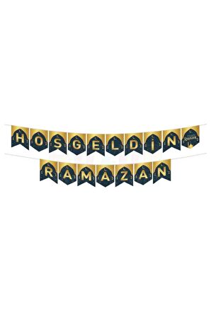 Hoşgeldin Ramazan Harf Banner Zigzag Gold