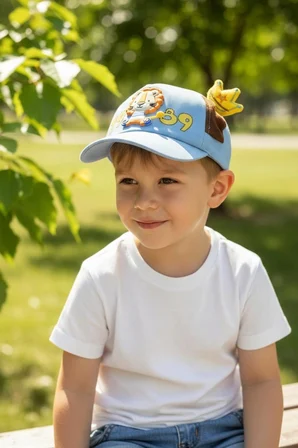 Kitti 5-8 Yaş Unisex Bebek & Çocuk Aksesuarlı Yazlık Şapka